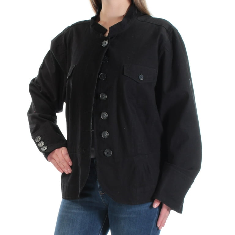 Black button hot sale down jacket