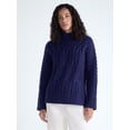 thumbnail image 1 of Free Assembly Women's Cable Knit Mock Neck Sweater, Midweight, Sizes XS-XXL, 1 of 5