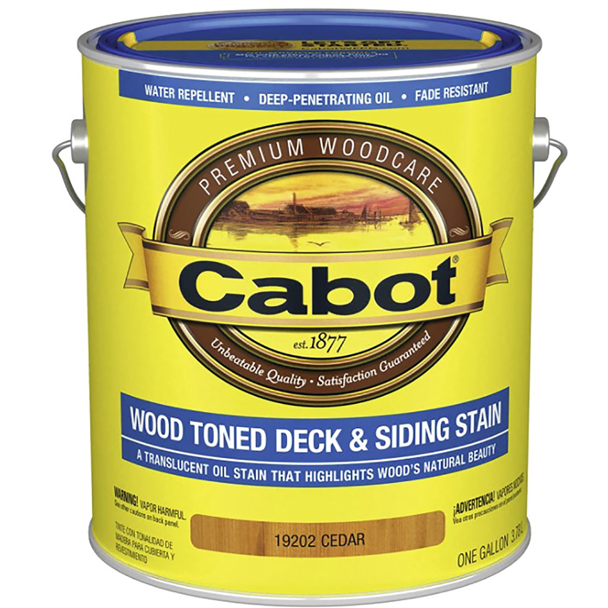 CABOT 140.0019202.007 Exterior Stain,Cedar,Toned Flat,1 gal.