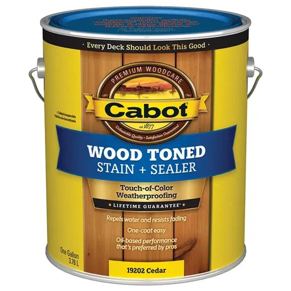 CABOT 140.0019202.007 Exterior Stain,Cedar,Toned Flat,1 gal.