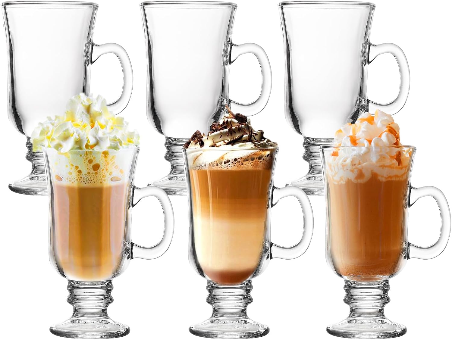 CAC6Pcs Glass Sundae Cups,250ml Clear Milkshakes Cups Ice Cream Cup