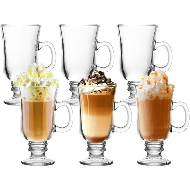 CAC6Pcs Glass Sundae Cups,250ml Clear Milkshakes Cups Ice Cream Cup