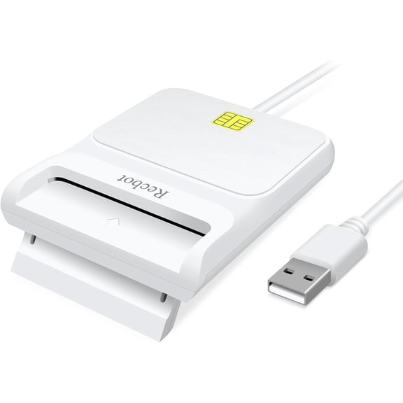 CAC Card Reader Military, CAC Reader Military, DOD Military USB Common Access CAC Smart Card Reader, Compatible with Windows, Mac OS and Linux (White)