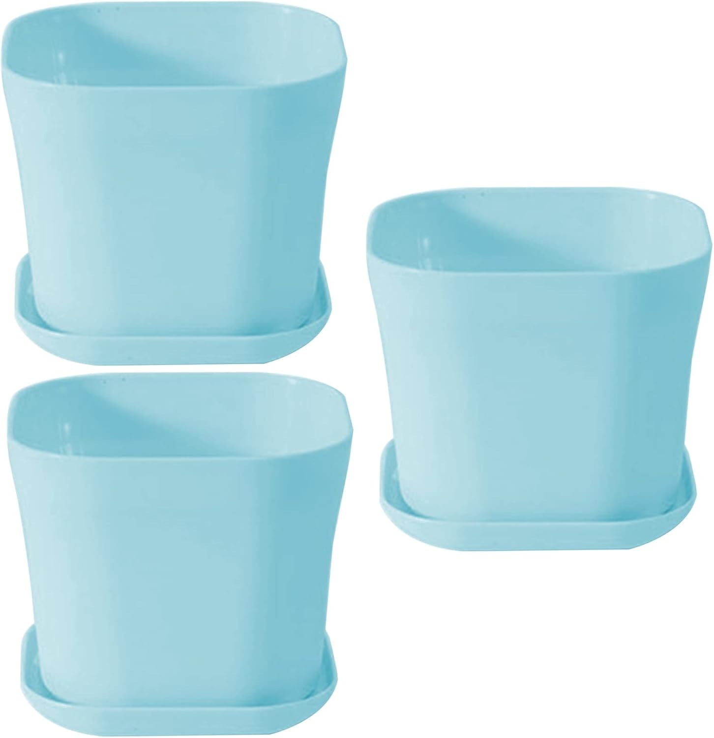 CACPlastic Plant Pots for Plants with Saucers Indoor Set of 3 Plastic