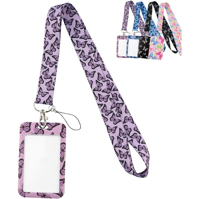 CACPreppy Lanyard ID Holder Cute Butterfly Badge Card Keychain Y2k