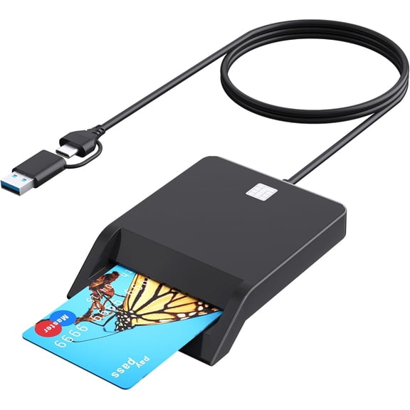 CAC Reader USB C CAC Card Reader Military 2 in 1 USB/Type C Dual Connector DOD Military USB-A Common Access CAC Compatible with Windows 10/11 Mac OS 10.15 and Linux