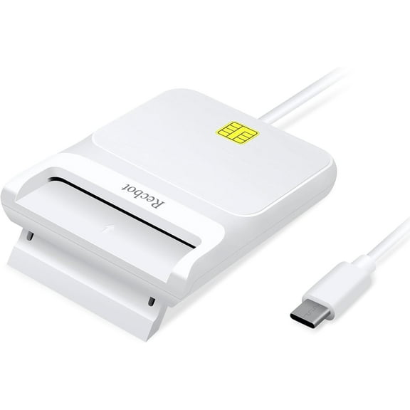 CAC Reader USB C, CAC Reader Military, DOD Military USB C Common Access CAC Smart Card Reader, Compatible with Windows, Mac OS and Linux (White)