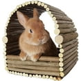 CACWooden Rabbit Hideout Safe and Durable Wood Playhouse Hiding Hut