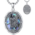 thumbnail image 1 of CACA LADY 925 Sterling Silver St. Raphael Necklace for Men Women Abalone Archangel Medal Pendant Religious Catholic Patron Saint Protection Jewelry Gifts for Traveler, 1 of 6