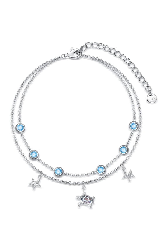 Anklet Bracelets For Women 925 Sterling Silver Layered Anklet Butterfly/Evil Eye/Sea Turtle Adjustable Beach Women's Anklets Jewelry for Women for Wife Girlfriend Friends