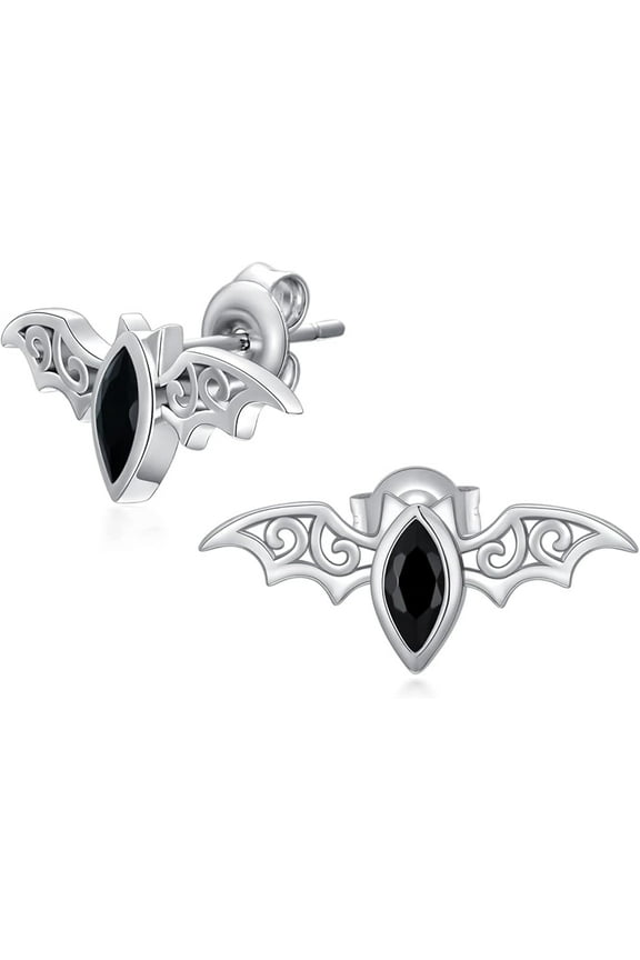 Bat Stud Earrings 925 Sterling Silver Gothic Bat Earrings Halloween Bat Jewelry