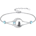 thumbnail image 1 of CACA LADY Cat Bracelet for Women 925 Sterling Silver Moon Moonstone Bracelet Celtic jewelry for Cats Lover 2, 1 of 6