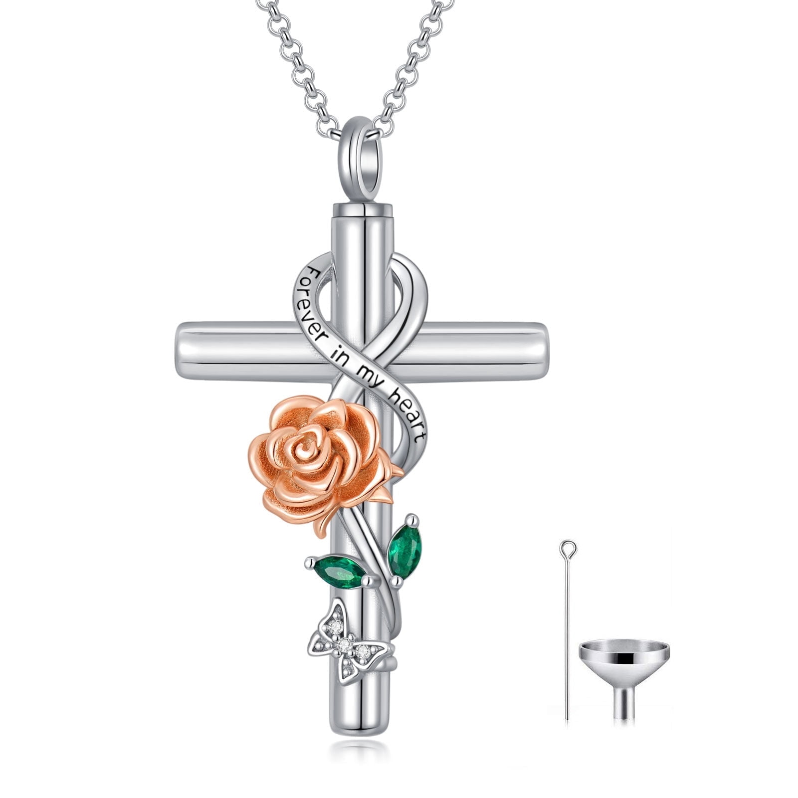 CACA LADY Cross Urn Necklace 925 Sterling Silver Cremation Jewelry with Funnel Filler Kit Ashes