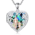 thumbnail image 1 of CACA LADY Dad Daughter Gift Heart Locket Necklace That Holds 2 Pictures, 925 Sterling Silver Heart Shaped Picture Locket Jewelry, 1 of 6