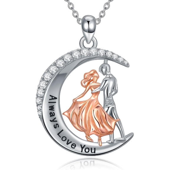 CACA LADY Dance Necklace 925 Sterling Silver Hug Necklace Couple Promise Jewelry Gifts for Women Wife