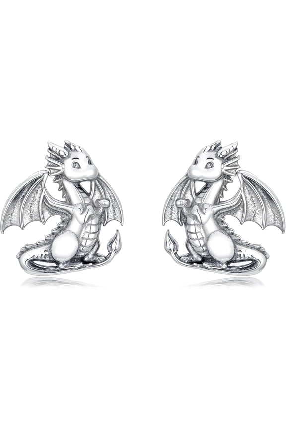 Dragon Earrings 925 Sterling Silver Hypoallergenic Cute Animal Dragon Stud Earrings Jewelry Gifts for Women