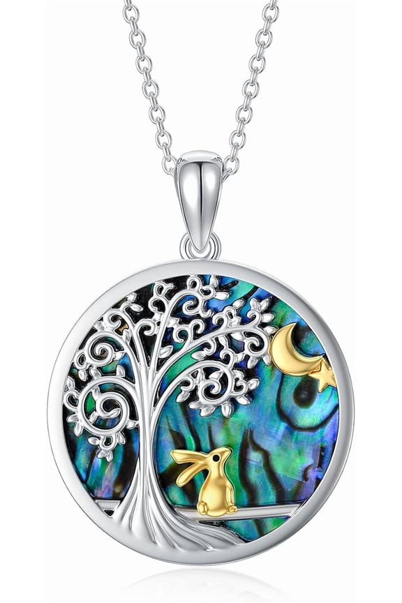 Easter Bunny Necklace Bunny Abalone Pendant Sterling Silver Easter Jewelry Gifts for Women