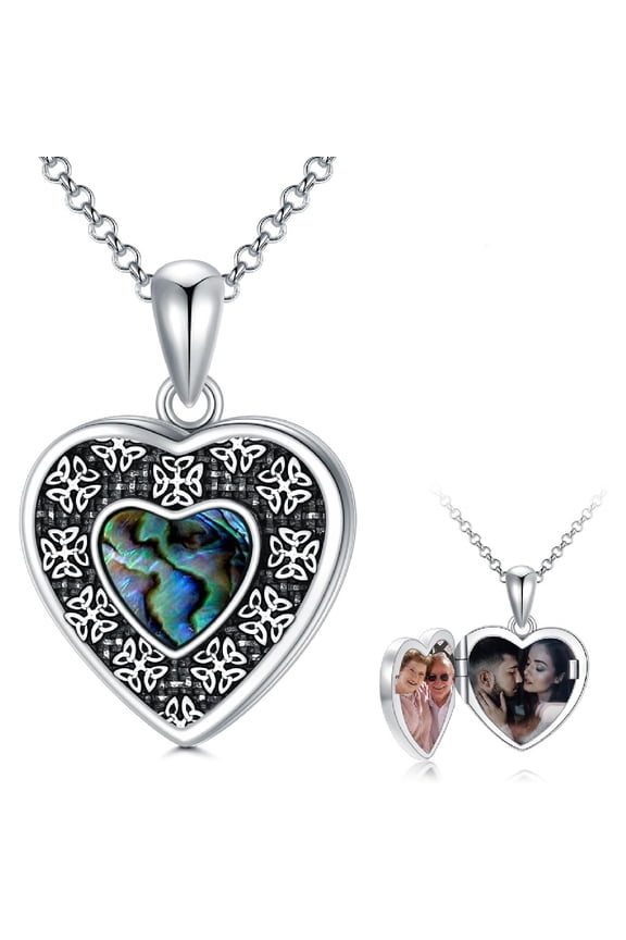 Heart Locket Necklace 925 Sterling Silver Irish Shamrock Pendant Locket Jewelry Birthday Christmas Gifts for Women friend Her