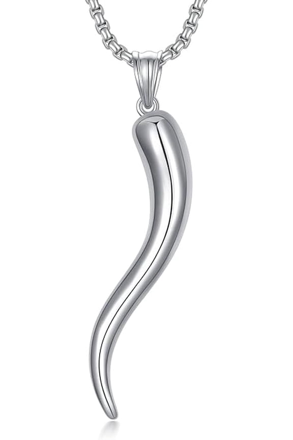 Italian Horn Necklace 925 Sterling Silver Italian Amulet Pendant Italian Amulet Gift for Men Women (with Gift Box)