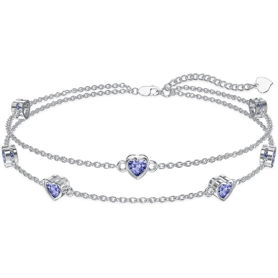 CACA LADY Light Purple Anklet for Women 925 Sterling Silver June Birthstone Anklets for Women Amethyst Women's Anklets Birthday Summer Jewelry for Wife Mom