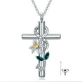 thumbnail image 1 of CACA LADY Lily Cross Urn Necklace 925 Sterling Silver Cremation Jewelry with Funnel Filler Kit Ashes, 1 of 5