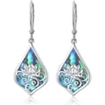 thumbnail image 1 of CACA LADY Lotus Earrings 925 Sterling Silver Lotus Earring Dangle Teardrop Abalone Lotus Flower Jewelry Gifts for Women Wife Birthday Gift, 1 of 6