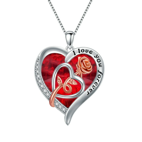 CACA LADY Love Heart Birthstone Necklaces for Women 925 Sterling Silver Infinity Heart Pendant