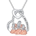 thumbnail image 1 of CACA LADY Mom Necklace 925 Sterling Silver Mother and Two Daughters Necklace Yellow Gold Mother Love Heart Pendant Necklace Mom necklace for Women from Daughter, 1 of 6