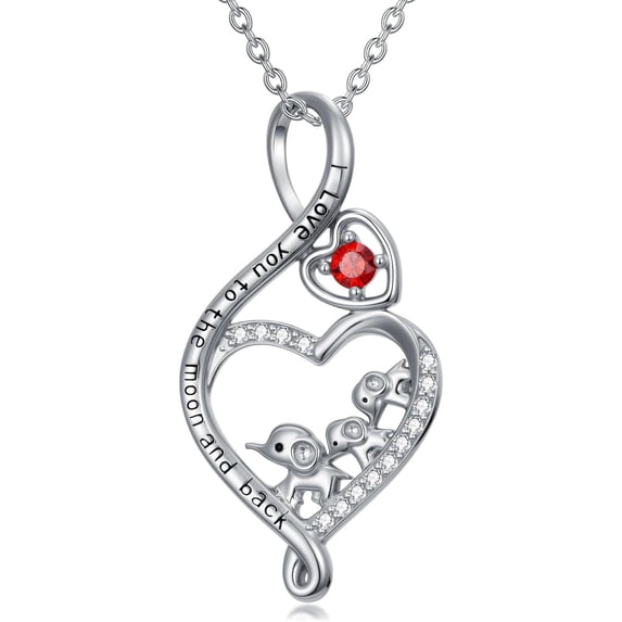 CACA LADY Mother Daughter Necklace 925 Sterling Silver Infinity 3 Elephant with Zircon Heart Pendant Necklace 3 Elephants Family for Mom Daughter Jewelry Gift for Women