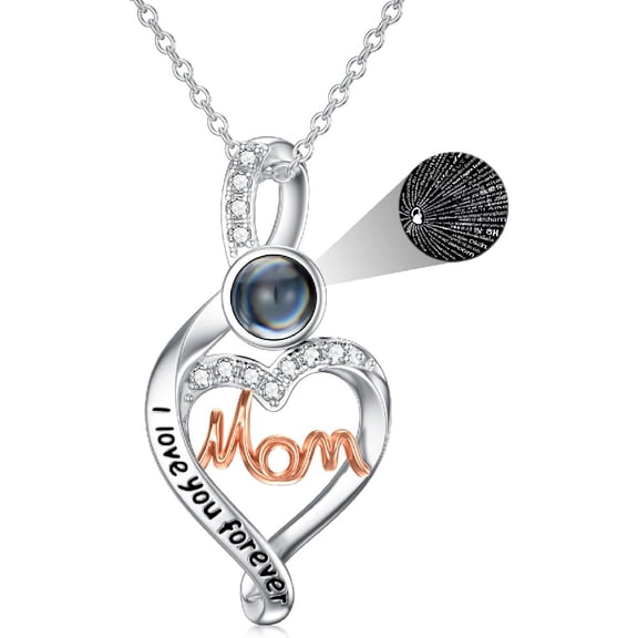 CACA LADY Mothers Day Gift I Love You Necklace 100 Languages Projection Necklace 925 Sterling Silver Mom I Love You forever Pendant Necklace jewelry Romantic Gifts for Mom Women