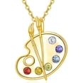 thumbnail image 1 of CACA LADY Paint Palette Necklace 925 Sterling Silver Colorful Painters Jewelry Gold Art Palette Necklace Artists Brush Pendant Painter Charm Necklaces Future Teacher Artist for Women Art Teacher, 1 of 6