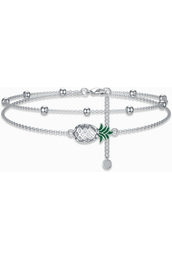 Pineapple Bracelet for Women Charm Link Bracelet Adjustable Pineapple Anklet Bracelet 925 Sterling Silver Anniversary Jewelry Birthday Gifts for Her, 9+2 Inch