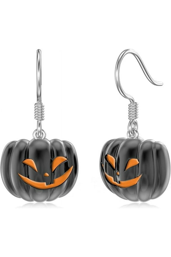 Pumpkin Earrings 925 Sterling Silver Halloween Earring Pumpkin Dangle Cute Earrings Halloween Jewelry Gifts for Women