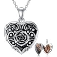thumbnail image 1 of CACA LADY Rose Heart Locket Necklace that Hold 2 Photos Sterling Silver Personalized Customized Jewelry Memory Photos Keep Someone Near to You Rose Picture Locket Pendant Heart Locket Necklace for Wo, 1 of 6