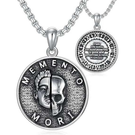 CACA LADY Skull Necklace Sterling Silver Skull Jewelry Gift for Goth Lovers Halloween (with Gift Box)