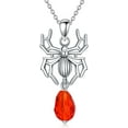 thumbnail image 1 of CACA LADY Spider Necklace for Women Sterling Silver Red Birthstone Spider Charm, 1 of 5