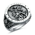 thumbnail image 1 of CACA LADY St Michael Ring for Men Sterling Silver Saint Michael Ring San Miguel The Great Protector Archangel Figurine Ring Protection Jewelry Fathers Husband Gift, 1 of 5