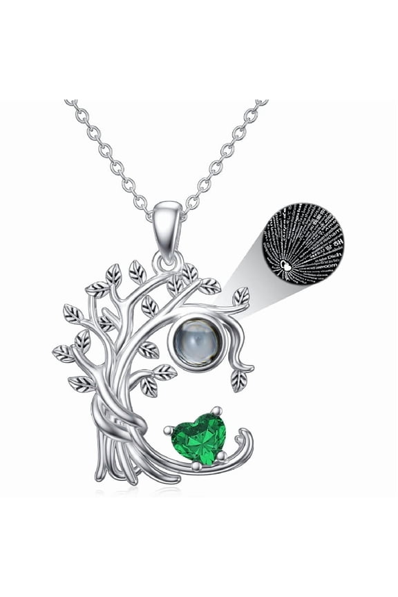 Tree of Life Necklace for Women with Birthstone Crystals for 12 Months 925 Sterling Silver Mothers Day Birthday Jewelry Gifts Women Wife Mom Anniversary, Base, base
