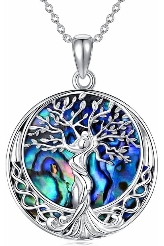 Tree of life Necklace 925 Sterling Silver Celtic Tree of life Pendant Tree Necklace with Abalone Shell Tree of life Jewelry Gifts for Women