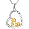 thumbnail image 1 of CACA LADY Two Duck Necklace 925 Sterling Silver Heart Duck Couple Necklace I Love You Forever Pendant Cute Animal Jewelry Anniversary Birthday Gifts for Women Friends Couples, 1 of 6