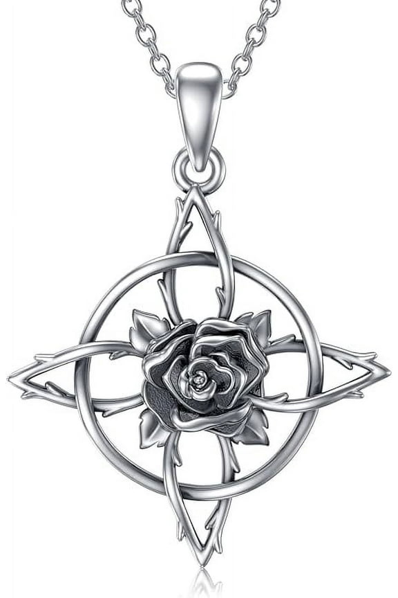 Witches Knot Necklace Sterling Silver Witches Knot Pendant Necklace Rose Celtic Knot Witch Knot Amulet Jewelry Gifts for Women