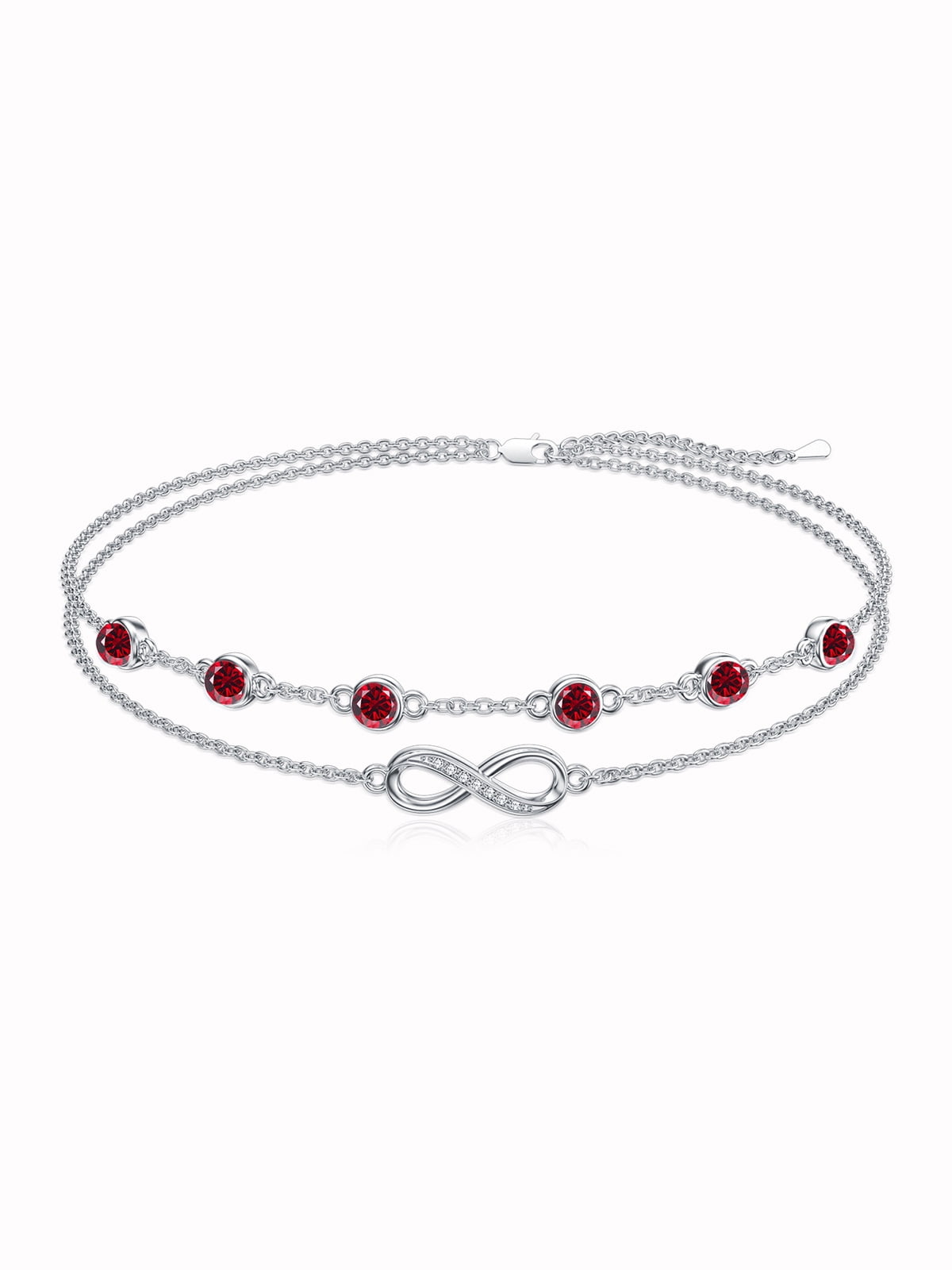 CACA LADY Women's 925 Sterling Silver Adjustable Anklet Endless Love Symbol Anklet Adjustable Plus Size Large Valentine's Day Mother's Day Gift for Her