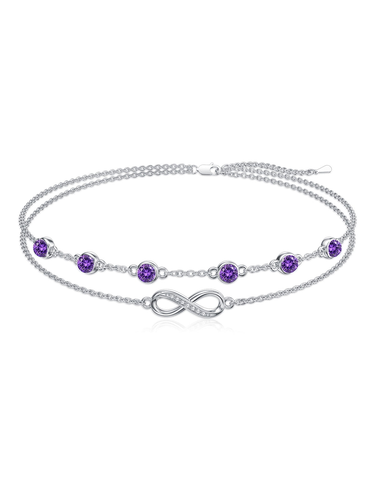 CACA LADY Women's 925 Sterling Silver Adjustable Anklet Endless Love Symbol Anklet Adjustable Plus Size Large Valentine's Day Mother's Day Gift for Her