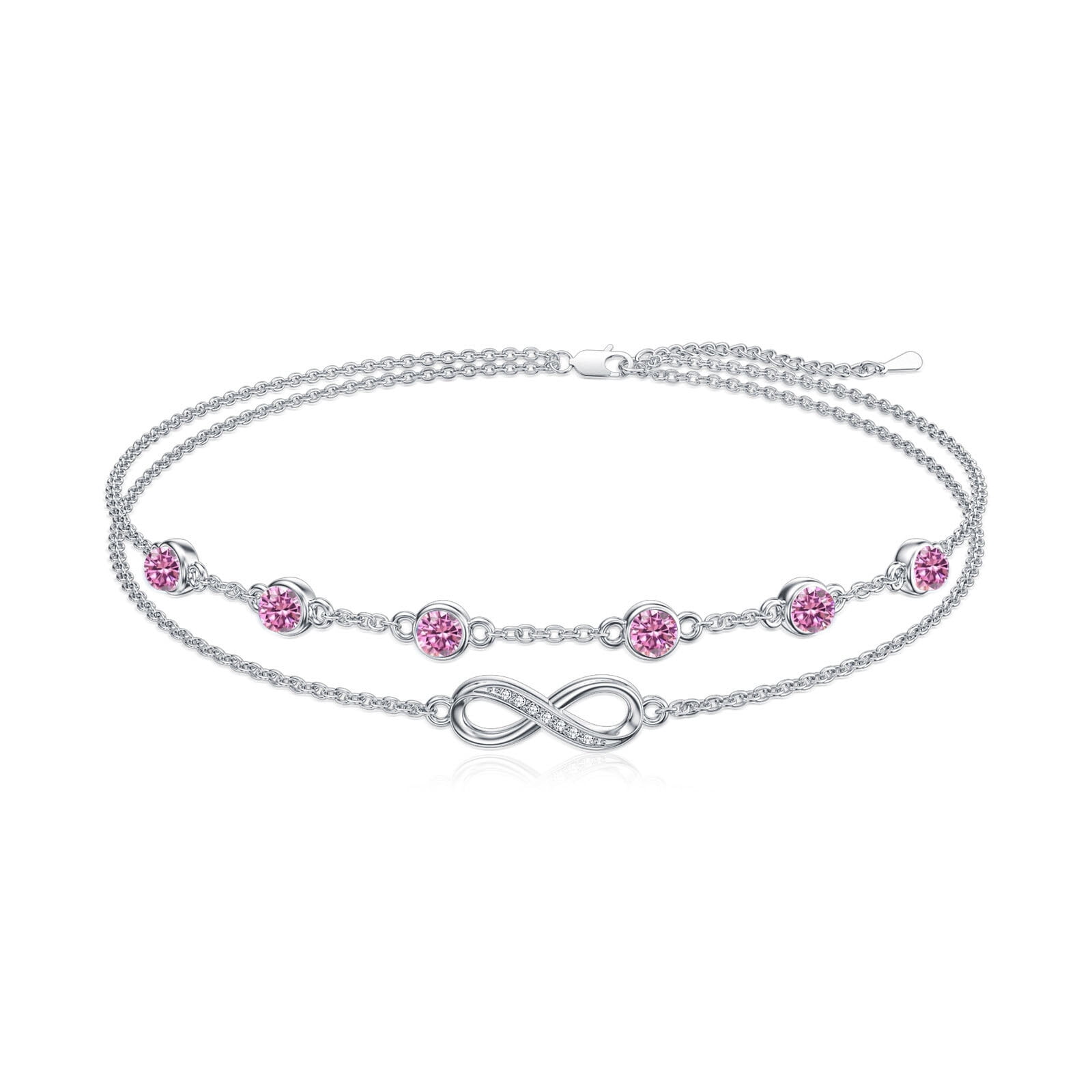 CACA LADY Women's 925 Sterling Silver Adjustable Anklet Endless Love Symbol Anklet Adjustable Plus Size Large Valentine's Day Mother's Day Gift for Her