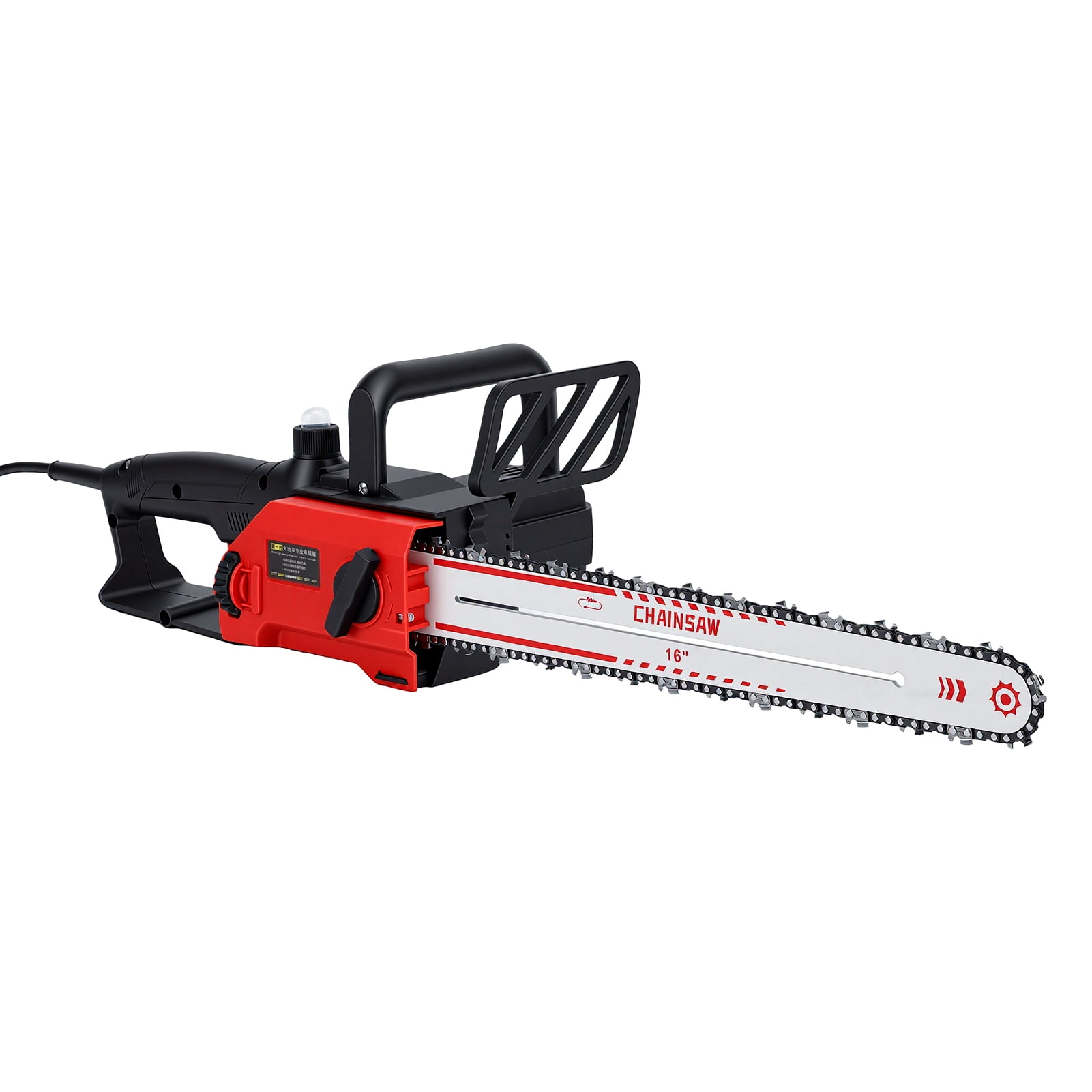 CACAGOO 12-Amp Electric Corded Chainsaw with 16-Inch Guide Bar,Chain,Gloves and Safety Glasses for Tree Cutting,Pruning,Firewood