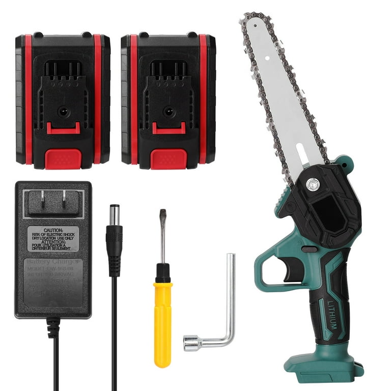 CACAGOO 21V 6 inch Mini Cordless ChainSaw with 2 Batteries One Handed Electric Chain Saw for Wood Cutting Garden Logging Trimming Branch