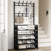 Cacagoo 5-Tier 69' Tier Dust-Proof Freestanding Shoe Rack, Space-Saving Organizer for Entryway, Closet, Bedroom - Black