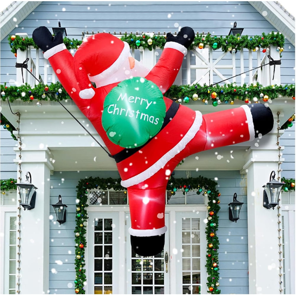CACAGOO 6 ft Hanging Christmas Inflatables Decoration,Christmas Inflatable Climbing Santa, Blow Up Inflatable for Xmas Party Indoor,Outdoor,Yard, Garden,Lawn Decoration
