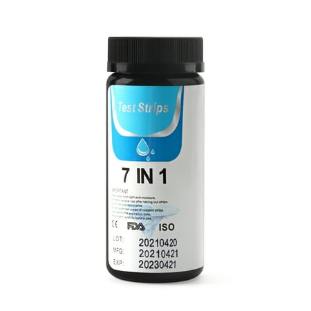 CACAGOO 7-in-1 Test Strips Spa and Pool Test Strips Tester Testing Kit for Total Hardness/Total Chlorine/Free Chlorine/Bromine/pH/Total Alkalinity/Nitrite 50ct