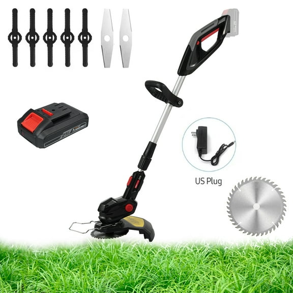 CACAGOO Electric Weed Eater Wacker, Cordless Electric Grass Trimmer, Grass String Trimmer, Weed Lawn Edger Eater for Garden and Yard